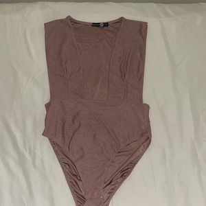 Mauve Deep Cut Open Front Body Suit